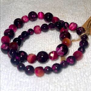 Elegant Pink & red Almandine Garnet Beaded Bracelet Set